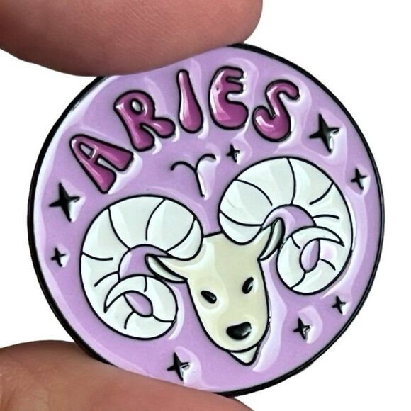 Aries Astrology Horoscope Symbol Enamel Pin - Picture 1 of 9